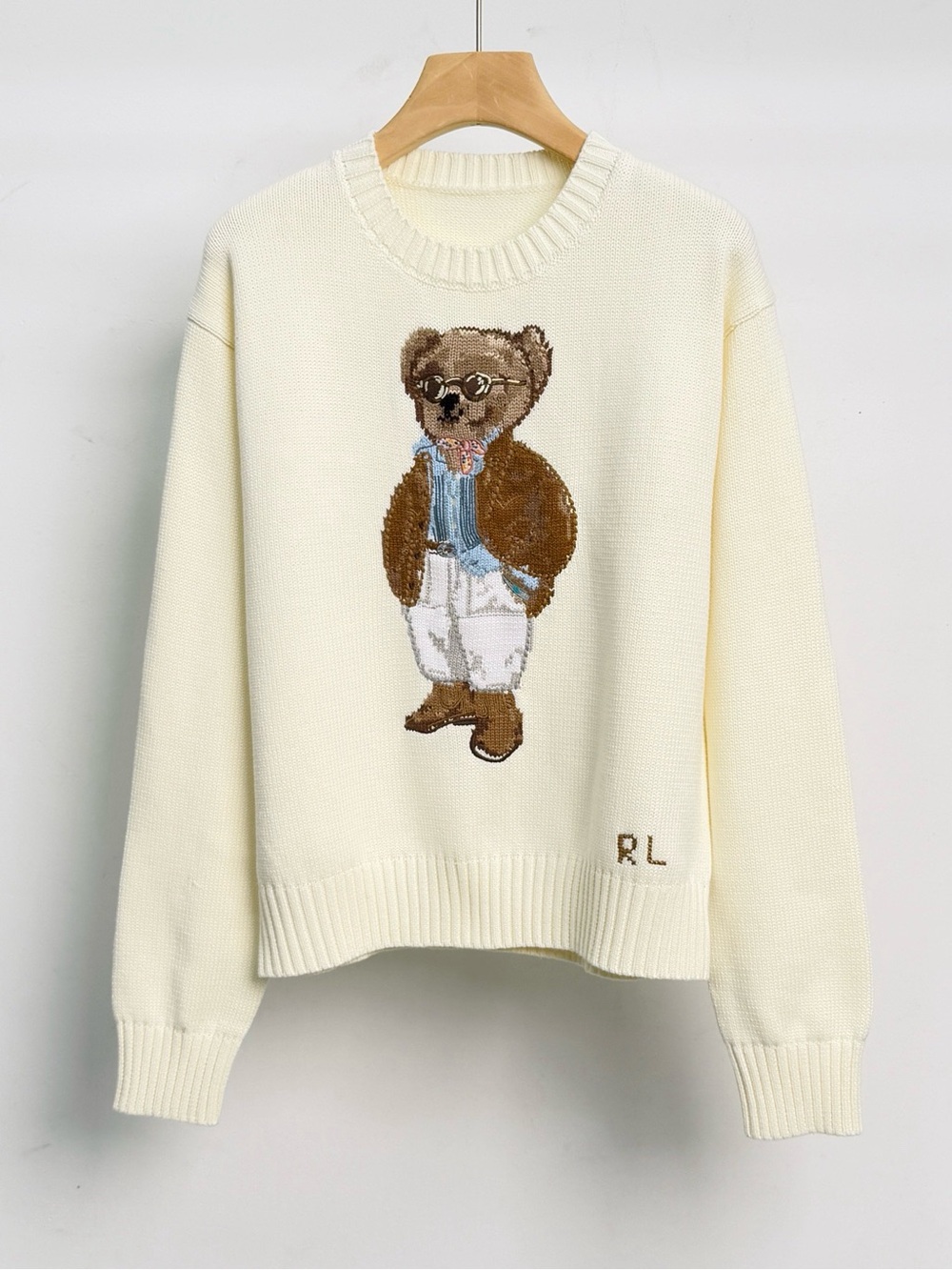 Polo by Ralph Lauren Cream Bear Crewneck Sweater